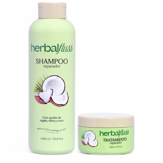 Combo Nutrición de Bendito Frizz con botella de shampoo de 1000 ml y tratamiento de 200 ml.

